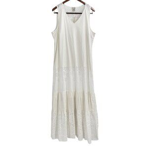 NWT Chico's White Alabastor Linen Eyelet Maxi Dress Chico's 2 Womens Size 12